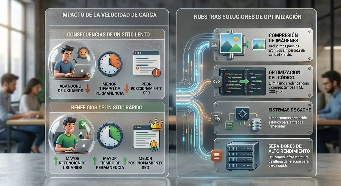 Optimización de velocidad de carga en sitios web profesionales.
